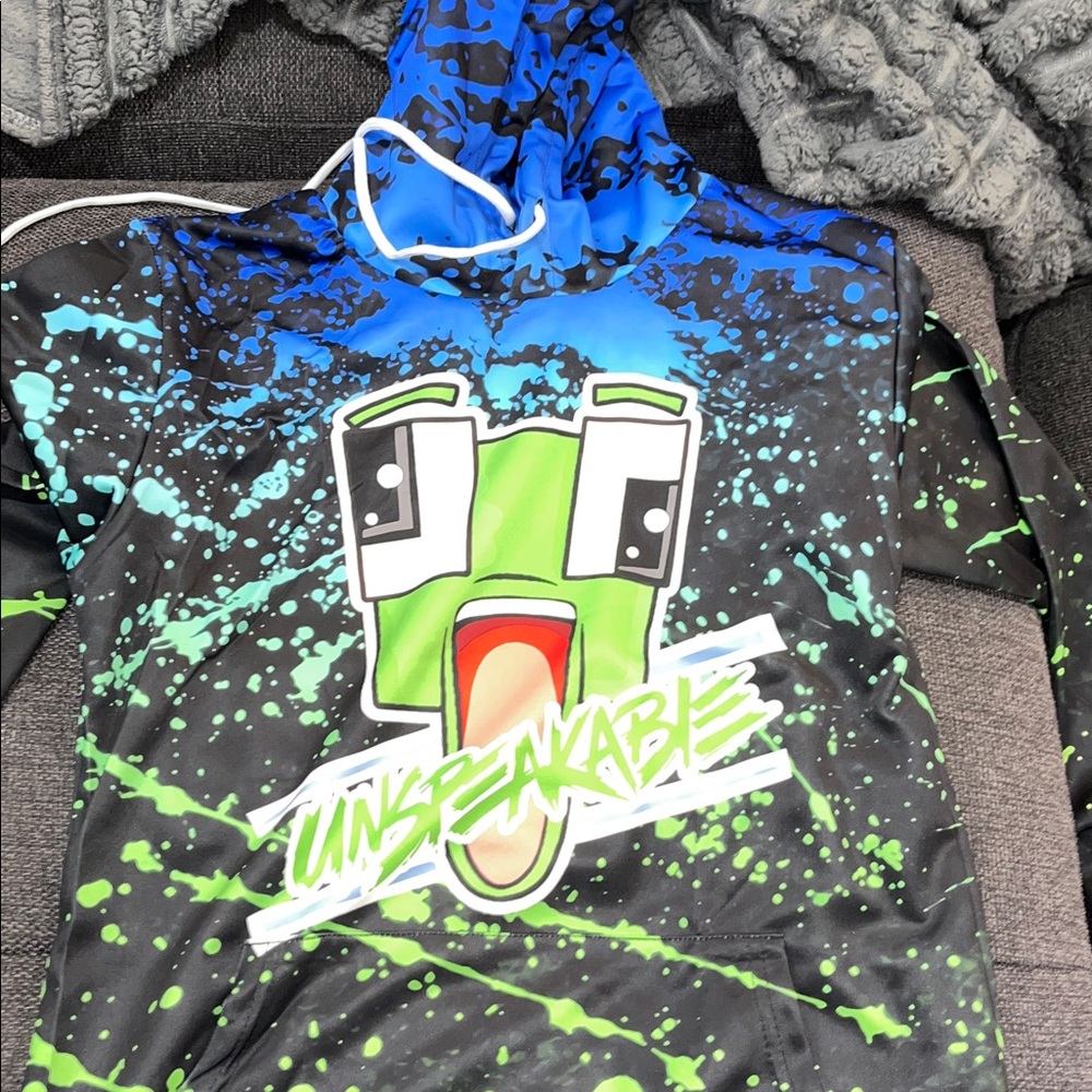 Graphic Hoodie with Blue and Green Design